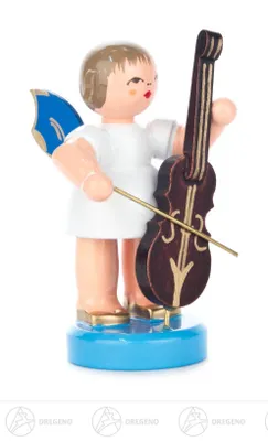 Produktbild von Engel mit Cello - Blaue Flügel - stehend (6cm) von Kunstgewerbe Uhlig
