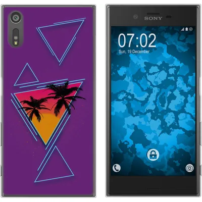 Produktbild von PhoneNatic Case kompatibel mit Sony Xperia XZs Silikon-Hülle Retro Wave Palmen M3