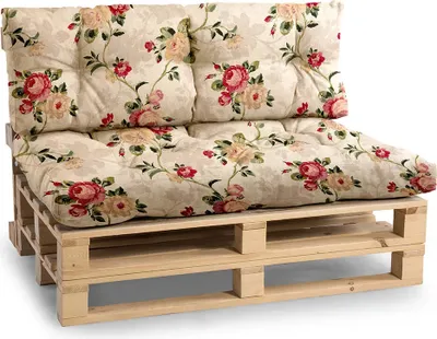 Produktbild von Palettenkissen, Gartensofakissen, Sitzkissen, N_PPI (Set Sitzkissen 120x80 + Rückenlehne 120x40, Blumen)
