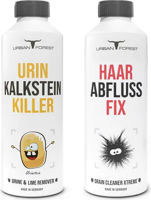 Produktbild von Rohrreiniger Abflussreiniger + Urinsteinentferner extra stark | abflussfrei mit Haarweg-Formel von URBAN FOREST 2x 1000 ml