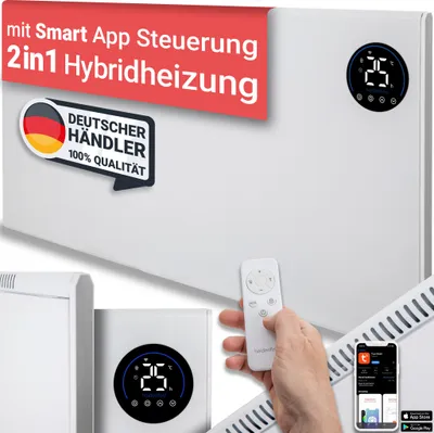 Produktbild von Heidenfeld Infrarotheizung Konvektor Heizung Hybrid HF-HP150 - Steuerung via App | Fernbedienung | Touch-Bedienfeld | Thermostat | 1000 Watt bis 25 m²