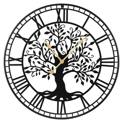 Produktbild von COSTWAY Große Wanduhr aus Metall, 68 cm Dekorative Uhr mit römische Ziffern, ohne Tickgeräusche, batteriebetriebene Wanddekoration, Schwarz, für Küche