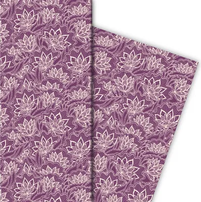 Produktbild von Tolles Blüten Geschenkpapier in Spitzen Optik, lila - G10074, 32 x 48cm