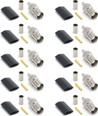 Image de BNC femelle RG58 LMR195 RG303 RG141 RG142 RG400 Type de sertissage RF Connecteur de câble coaxial nickelé avec broche dorée (pack de 10)