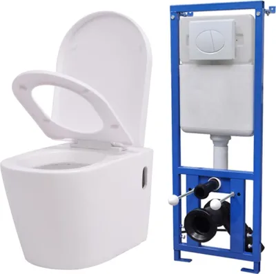 Image de Toilette murale avec réservoir caché Céramique Blanc