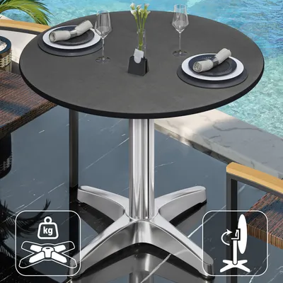 Produktbild von CPBL | HPL Bistro Tisch | Ø:H 70 x 78 cm | Anthrazit / Aluminium | Klappbar + Zusatzgewicht | Rund | Bistrotisch Gastro Tisch