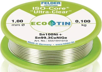 Immagine prodotto di FELDER ISO-Core Ultra-Clear Sn100Ni+ Stagno senza piombo Bobina Sn99.25Cu0.7Ni0.05 0.100 kg