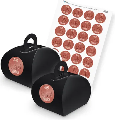Produktbild von itenga SET Alles Liebe für Dich (Motiv 18) 24x Geschenkschachtel mit Griff schwa