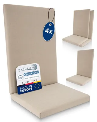 Image de Coussin de chaise - Dossier haut - Imperméable - Lot de 4 - Antidérapant