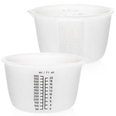 Immagine prodotto di Due misurini in silicone da 600 ml con graduazione, riutilizzabili, ideali per resina e progetti fai-da-te