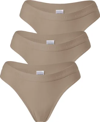 Produktbild von Yenita® Strings 3er Set Damen Tanga mit elastischem Logobund S beige