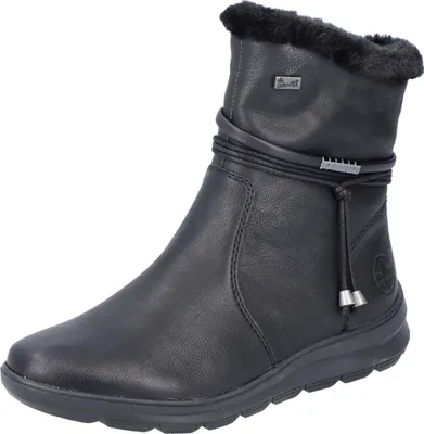 Produktbild von Rieker Damen Stiefelette Reißverschluss warm gefüttert Kordel Z0070, Größe:38 EU, Farbe:Schwarz