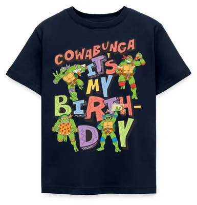 Produktbild von Spreadshirt Teenage Mutant Ninja Turtles It's My Birthday Kinder T-Shirt, 122/128 (7-8 Jahre), Navy