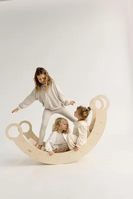 Imagen del producto de Silecomplaza, barra de equilibrio para niños a partir de 2 años, gran barra de equilibrio para niños y adultos, barra de equilibrio de madera XXL Montessori con o sin cojín, barra de equilibrio de madera XL, 150x60x75 cm (sin cojín, color natural)