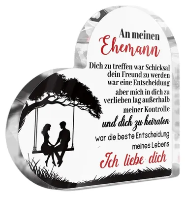 Image de Panneau décoratif en acrylique en forme de cœur pour table, pour mari, cadeau romantique "Je t'aime"