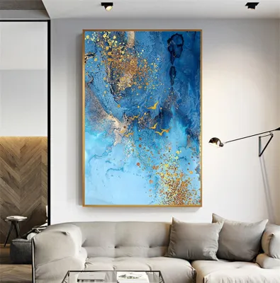 Image de Œuvre d'art abstraite sur toile, encadrée, dimensions 55x110 cm