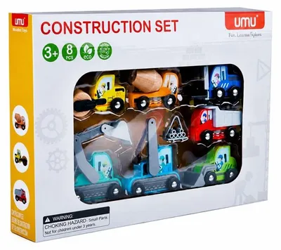 Produktbild von Holz Baustellenfahrzeuge Set - 6 Stück - Baustelle Spielzeug Autos ab 3 Jahren