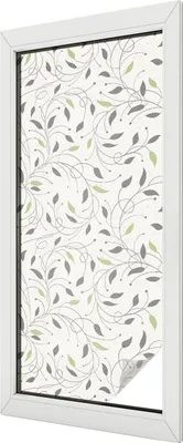 Obrázok produktu pre Vitrážová fólia na okno - 116x50 cm - vitrážový vzor - nepriehľadná dekoratívna fólia na ochranu súkromia - samolepiaca, UV ochrana - listy výhonkov