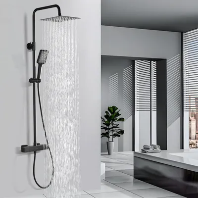 Duschsystem mit Thermostat, 25 cm Regendusche, Handbrause, Edelstahl