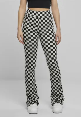 Obrázek produktu pro Dámské leginy Urban Classics Ladies Checked Boot Cut Leggings black/lightasphalt - S