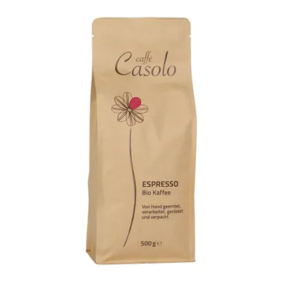 Produktbild von Caffè Casolo Espresso ganze Bohne 500g aromatischer und EM-Espresso nach Vorbild italienischer Kaffeekultur achtsam geröstet