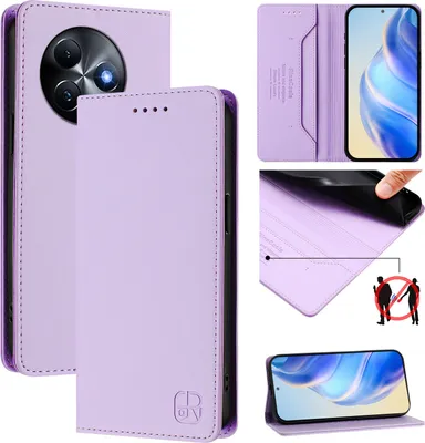 Image de Etui en cuir pour itel S24, étui à rabat avec fentes pour cartes, portefeuille et support Violet