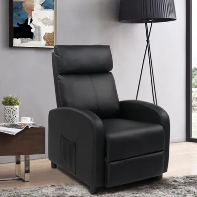 Obrázok produktu pre Relaxačné kreslo - Pohodlné kreslo - Kreslo na čítanie - Sedacia stolička - Čierna farba - Vysoké operadlo