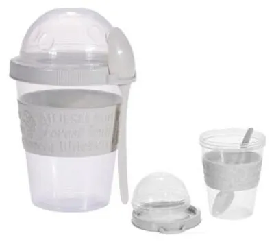 Obrázek produktu pro Kelímek JOGO na jogurt se lžičkou, šedý