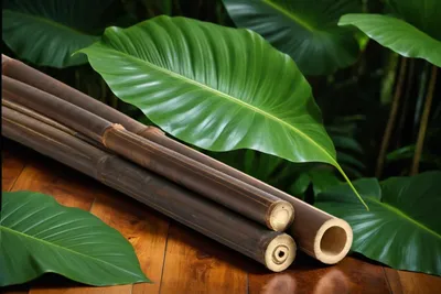 Produktbild von 100 cm Bambusrohre – Deko & Konstruktions Stangen aus Natur Bambus Black Asper 3-4 cm