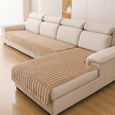 Immagine prodotto di 2 pezzi copridivano in flanella cachi, copridivano a 4-5 posti, copridivano antiscivolo per la protezione dei mobili, decorazione della casa, design classico, dimensioni (90x160cm+90x210cm)