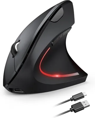 Produktbild von Maus Kabellos,2.4G Optische Vertikale Maus Ergonomisch,5 Einstellstufen bis 4800DPI, Leise Wireless Vertical mit 6 Tasten für Laptop,PC,Windows,Mac,OS