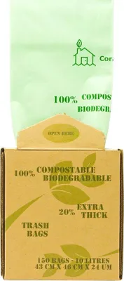 Produktbild von Extra starke kompostierbare Abfallbeutel 6L/10L/30L - Biologisch abbaubar für Küchen- und Lebensmittelabfälle