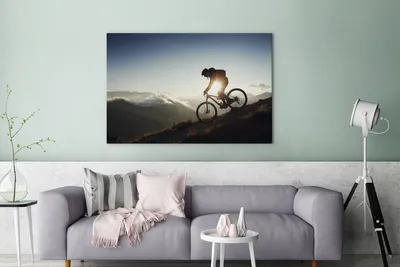 Produktbild von OneMillionCanvasses® - Leinwandbilder - 140x90 cm, Radfahren mit dem Mountainbike vom Berg aus, Wandbilder Kunstdruck Wanddekoration