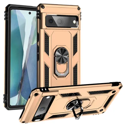 Produktbild von Google Pixel 7 Hülle, Dual Layer Robust Militäre Schutzhülle mit Ringhalterung Ständer für Google Pixel 7 Gold
