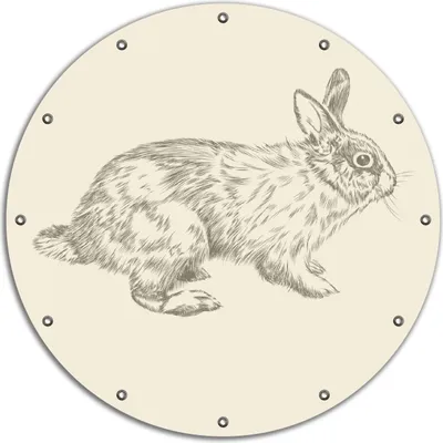 Produktbild von Wallario rundes Outdoor-Poster für Garten oder Balkon, Motiv Hase als illustrierte Bleistiftzeichnung, 90 cm Durchmesser