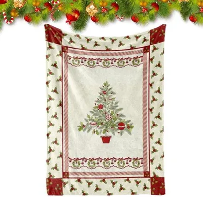 Produktbild von Unyqoos® Kuschelige Weihnachtsdecke aus Flanell-Fleece, 120 x 80 cm – weiche, fusselarme Sofa- & Bettdecke mit eleganten Weihnachtselementen, ideales Geschenk