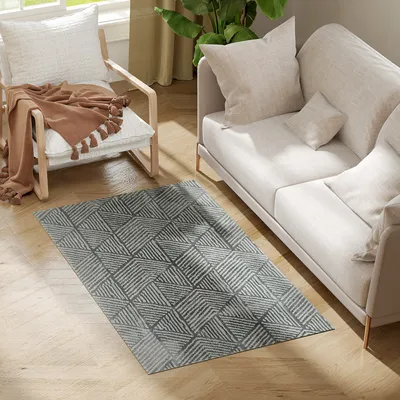 Zdjęcie produktu dla Dywan HOMCOM z krótkim włosiem do salonu w nowoczesnym stylu, zmywalny, do salonu i sypialni, 150 x 80 cm, ciemnoszary