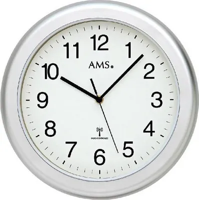 Zdjęcie produktu dla Nowoczesny zegar ścienny sterowany radiowo o średnicy obudowy 30 cm - model AMS: 5956