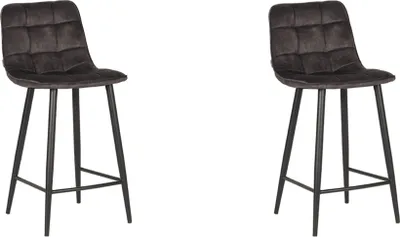 Produktbild von LABEL51 Barhocker Jelt – Anthrazit – 45 x 48 x 94 cm – Velours