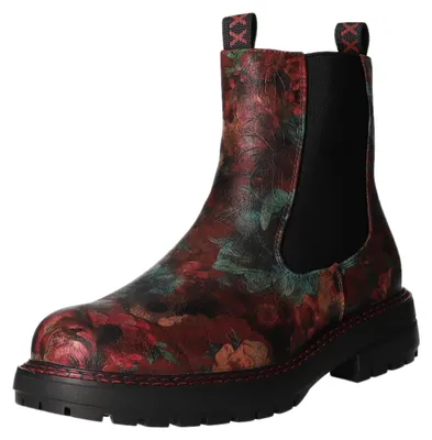 Produktbild von BOXX Damen-Stiefelette Blumen-Muster Rot-Schwarz-Mehrfarbig, Farbe:rot, EU Größe:42
