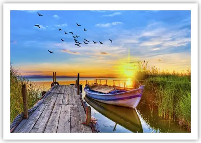 Produktbild von Poster - Poster ohne Rahmen - See Boot Wasser - 100x70 cm - Wand Bild - Wanddeko - Wandbilder - Kunstposter - Wandposter - Bilder - Kunstdruck - Wanddekoration - Wandbild - P2XAA100x70-3983