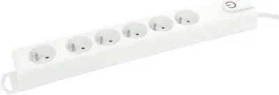 Image de Multiprise Blanche 6 Prises + Câble Et Interrupteur