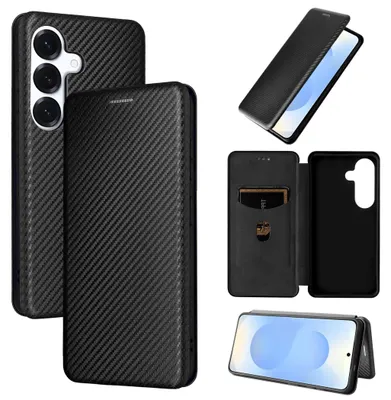 Produktbild von Handyhülle Kunstleder für Samsung Galaxy S26 5G Carbon Schutz Schwarz