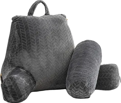Image de Coussin de lecture, Soutien ergonomique, Poche latérale pratique, Un gris foncé, 65x85cm