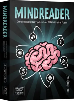 Produktbild von Mindreader Kartenspiel – Interaktives Kommunikationsspiel für Partys – über 360 Fragen, Comic-Regeln
