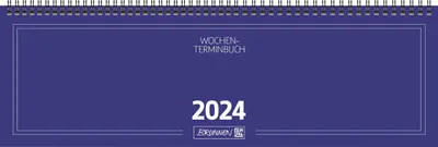 Produktbild von BRUNNEN 1077501304 Querterminbuch Modell 775 (2024), 2 Seiten = 1 Woche, 420 × 137 mm, 112 Seiten, Karton-Einband, blau