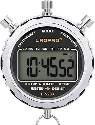 Produktbild von Digitale Stoppuhr,Laopao Handheld Großes LCD-Display Wasserdicht täglich Alarm 1/100 Sekunden Precision Timer Für Fussball Sports Training