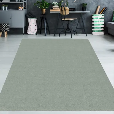 Produktbild von Einfarbiger Teppich Wohnzimmer Waschbar Pflegeleicht mit modernem Design in grün Größe - 160 x 220 cm