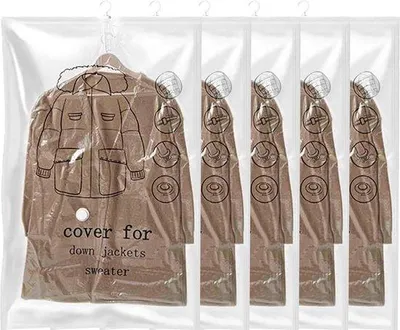 Produktbild von Famanu Vakuumverpackungsbeutel für Kleidung, 5 Stück (135 x 70 cm) - mit Haken