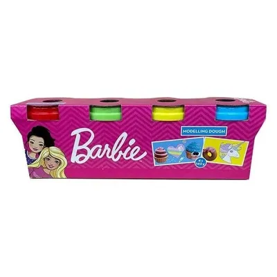 Produktbild von Barbie Modellierknete für Kinder 4x140 g in 4 Farben mit Modellierdeckel